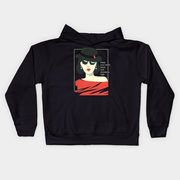 Coco "Keep Your Heels, Head & Standards High" Kids Hoodie by GalleryArtField